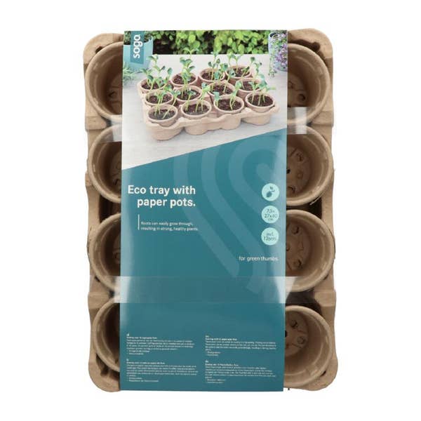 Eco kweektray incl. 12 paperpots 9cm