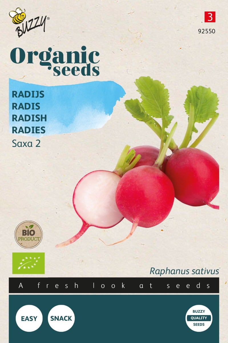 Bio-Samen Runde Rote Radieschen Saxa – 120 Samen, Für Ganzjährigen Anbau – Frühe Sorte, Zart & Schmackhaft