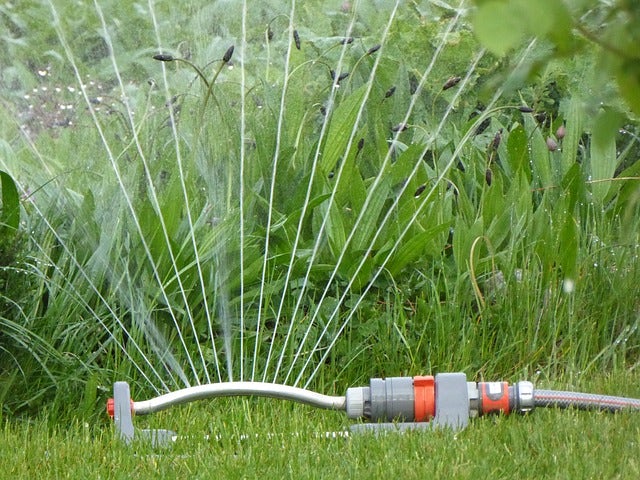 De tuin bewateren